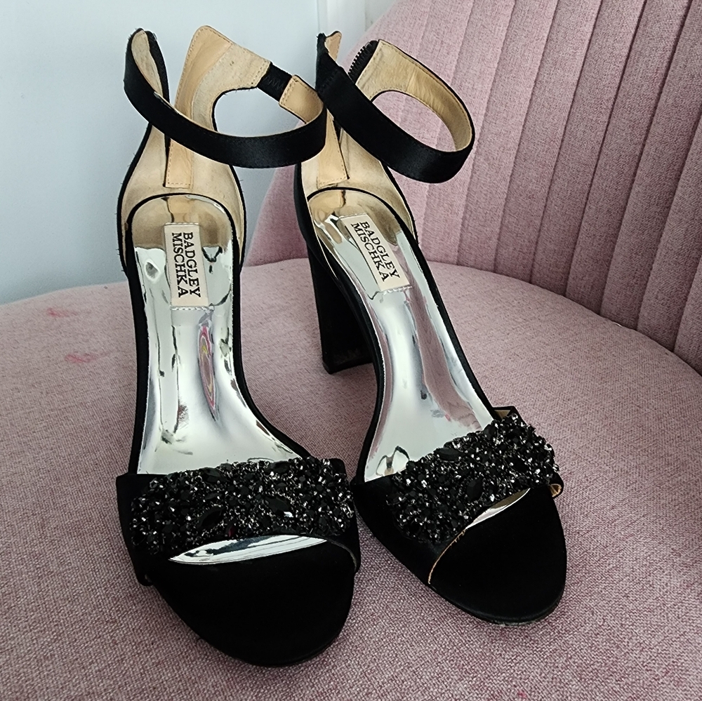 Badgley Mischka Black Embellished Heels